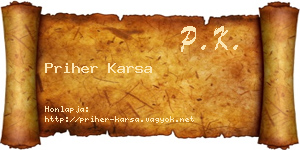 Priher Karsa névjegykártya